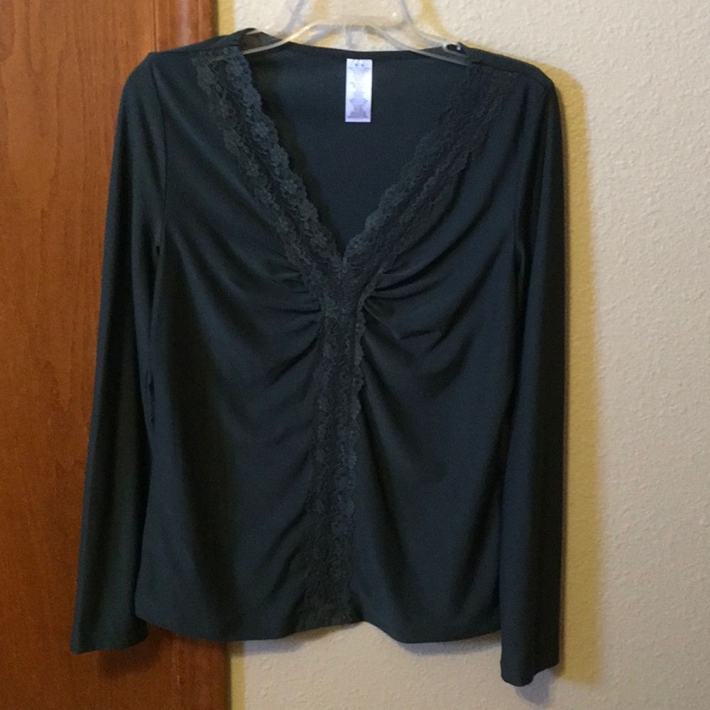 Final price on Green top with lace trim